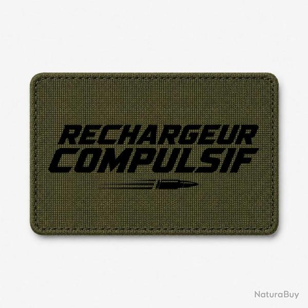 Patch Tir Sportif - Rechargeur compulsif - Typographie balle - Olive / Noir
