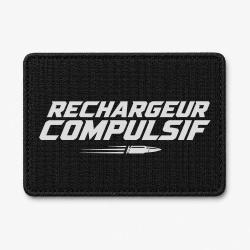 Patch Tir Sportif - Rechargeur compulsif - Typographie balle - Noir / Blanc