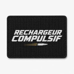 Patch Tir Sportif - Rechargeur compulsif - Typographie balle - Noir / Orange