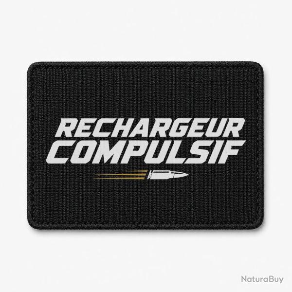 Patch Tir Sportif - Rechargeur compulsif - Typographie balle - Noir / Orange