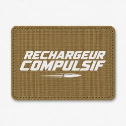 Patch Tir Sportif - Rechargeur compulsif - Typographie balle - Coyote / Blanc