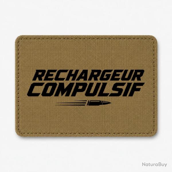 Patch Tir Sportif - Rechargeur compulsif - Typographie balle - Coyote / Noir