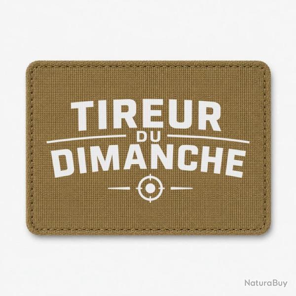 Patch Tir Sportif - Tireur du dimanche - Typographie cible - Coyote / Blanc