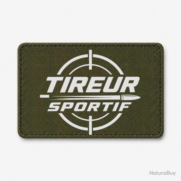 Patch Tir Sportif - Tireur sportif - Typographie - Olive / Blanc