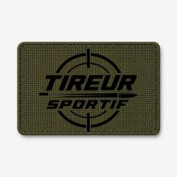 Patch Tir Sportif - Tireur sportif - Typographie - Olive / Noir