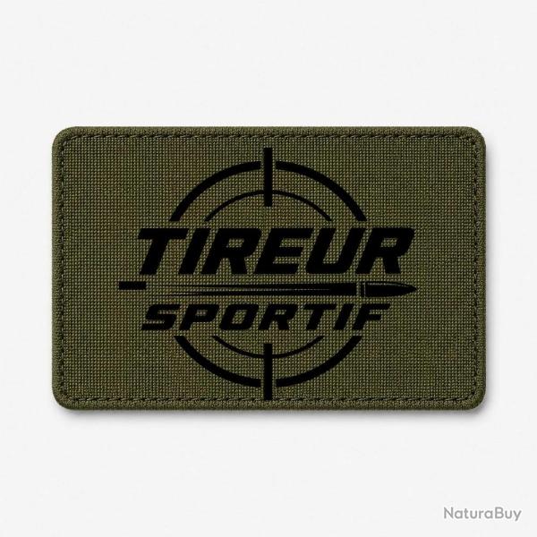 Patch Tir Sportif - Tireur sportif - Typographie - Olive / Noir