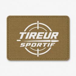 Patch Tir Sportif - Tireur sportif - Typographie - Coyote / Blanc