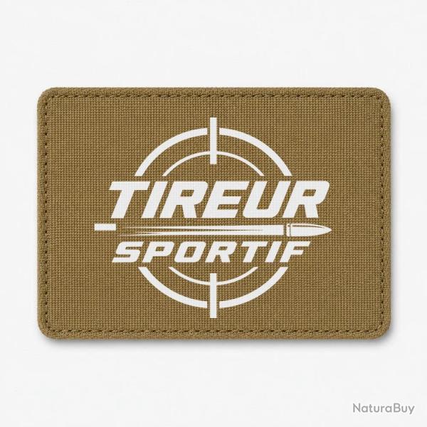 Patch Tir Sportif - Tireur sportif - Typographie - Coyote / Blanc
