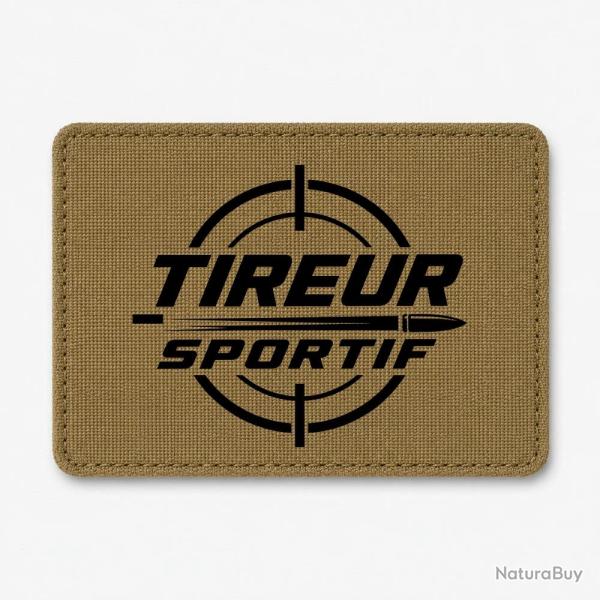 Patch Tir Sportif - Tireur sportif - Typographie - Coyote / Noir