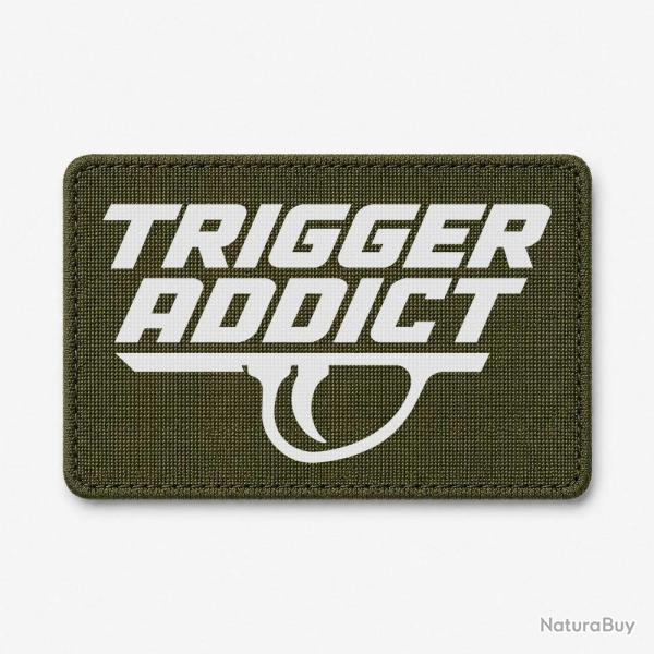 Patch Tir Sportif - Trigger Addict - D�tente typographique - Olive / Blanc