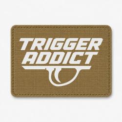 Patch Tir Sportif - Trigger Addict - D&eacute;tente typographique - Coyote / Blanc