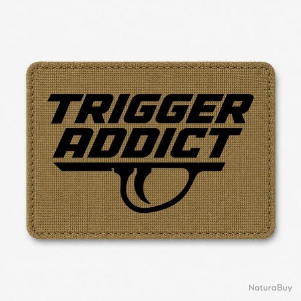 Patch Tir Sportif - Trigger Addict - D�tente typographique - Coyote / Noir