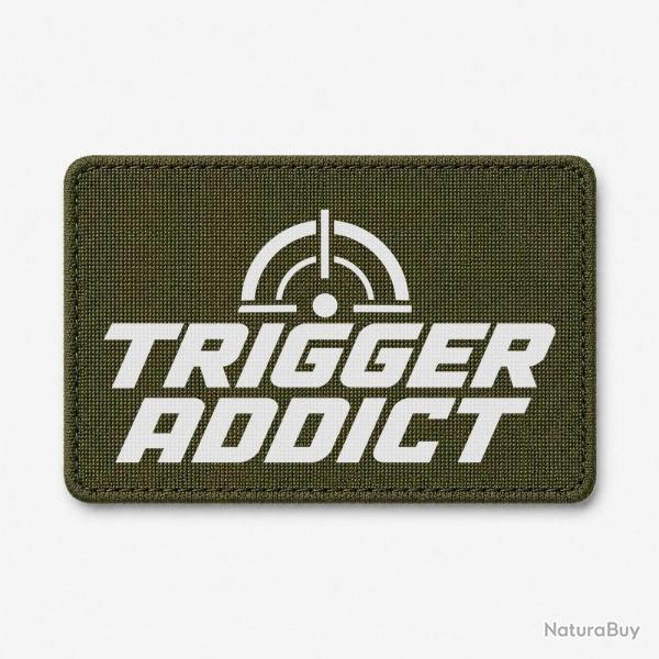 Patch Tir Sportif - Trigger Addict - Typographie - Olive / Blanc