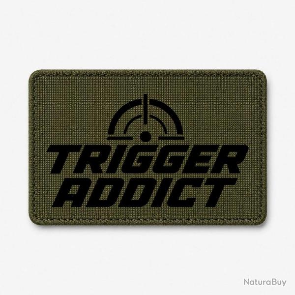 Patch Tir Sportif - Trigger Addict - Typographie - Olive / Noir