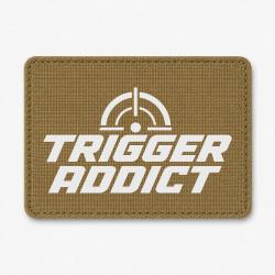Patch Tir Sportif - Trigger Addict - Typographie - Coyote / Blanc