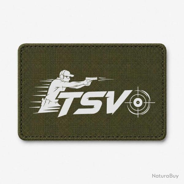 Patch Tir Sportif - TSV - Tireur en mouvement - Olive / Blanc
