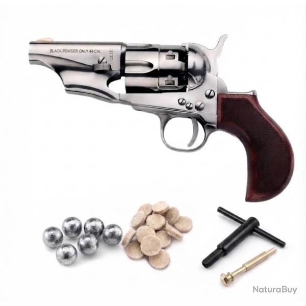 R�VOLVER PIETTA 1862 COLT POCKET POLICE ACIER OLD SILVER CALIBRE 44