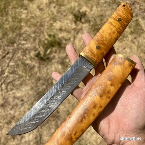 magnifique grand couteau style japonais acier damas luxe collection mini catana katana #335