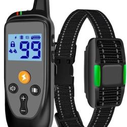 Collier de dressage pour chien rechargeable 1000 m - IP67 - 3 modes - Taille ajustable 12 &agrave; 65 cm