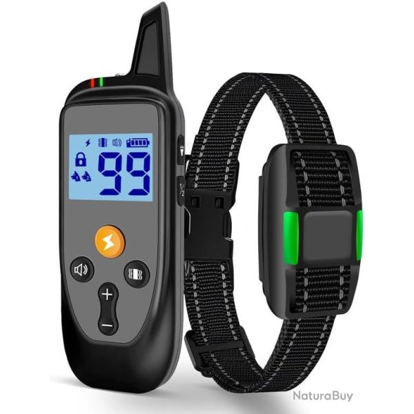 Collier de dressage pour chien rechargeable 1000 m - IP67 - 3 modes - Taille ajustable 12 � 65 cm