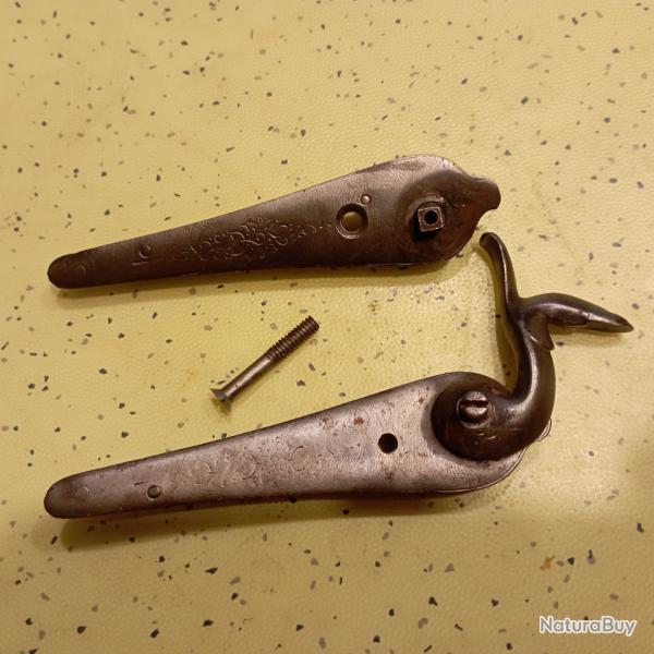Jeu de platines pour fusil de chasse � broches, type Lefaucheux
