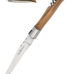 Couteau de Poche Style Laguiole - Bois de Z&egrave;bre et Tire-Bouchon