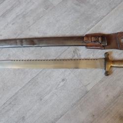 Rare glaive suisse 1842 avec fourreau exp&eacute;rimental en fer + porte fourreau en cuir allong&eacute; !