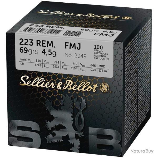 S+B .223Rem. FMJ 69grs. 100pi�ces (Calibre: .223 Rem.)