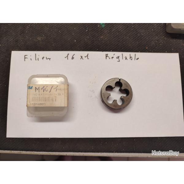 Fili�re  16/1 , r�glable ,pour filetage de canon syst�me m�trique ,europ�en