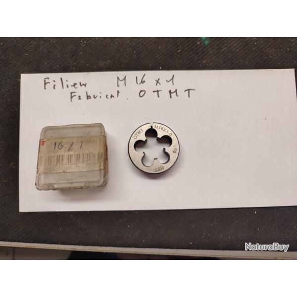 Fili�re  16/1 , r�glable ,pour filetage de canon syst�me m�trique ,europ�en, fabricant OTM