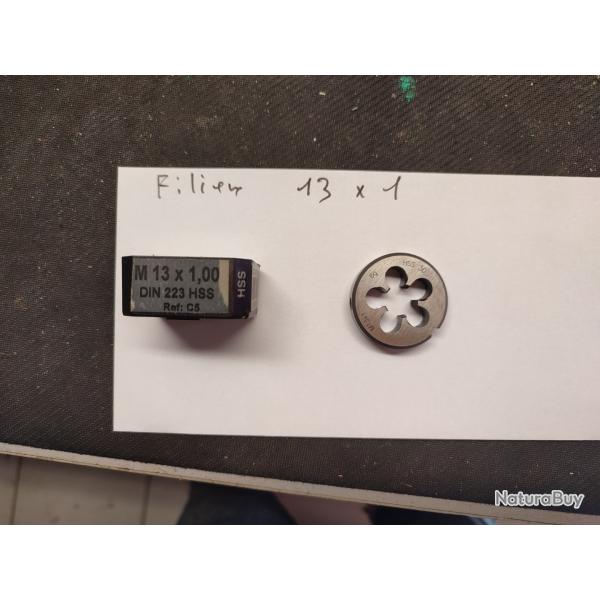 Fili�re  13/1 , r�glable ,pour filetage de canon syst�me m�trique ,europ�en,