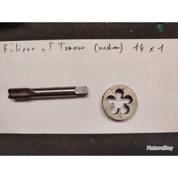 Fili�re et tareau  14/1 , pour filetage de canon syst�me m�trique ,europ�en