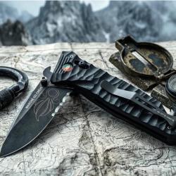 COUTEAUX TB CAC LAME SERRATION MANCHE PA6 NOIR LEGION ETRANGERE