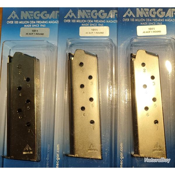 Chargeur pistolet 1911 45ACP 7 coups - Lot de 3 - inox