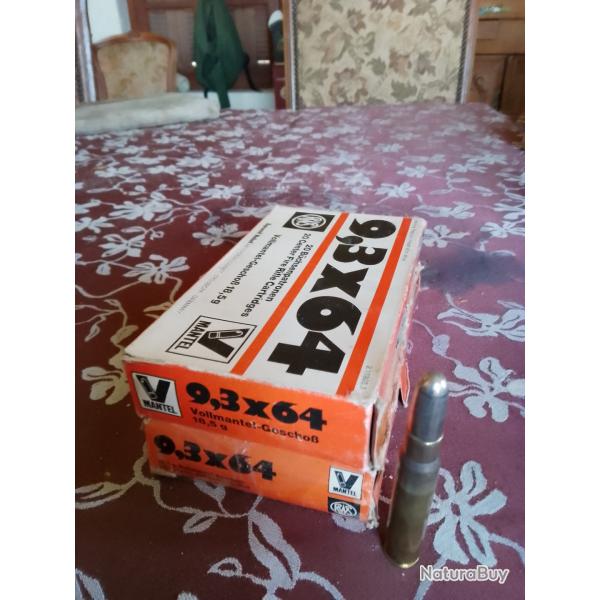 DEUX BOITES DE MUNITIONS RWS 9.3 X 64 BLINDEES 19 GR VM PORT OFFERT