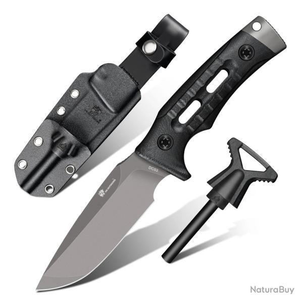 Couteau HX Outdoors Rock Apex Lame Droite Acier DC53 Manche G10 Noir �tui Kydex HXOTD18B