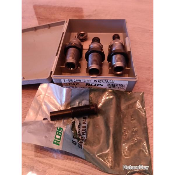 Jeux d'outils RCBS carbure cal 45 acp + shell holder