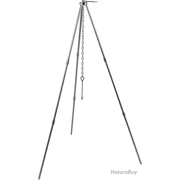 Tr�pied MFH pour bouilloire avec cha�ne et crochet, support de barbecue pivotant pour brasero