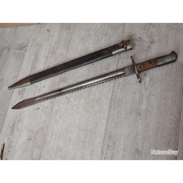 174511 Baionnette de pionnier Suisse Mod�le 1914 � 65 dents de scie. Fourreau cuir