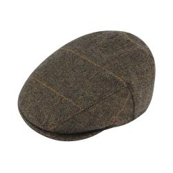 Casquette plate en tweed Compton - Teak - Alan Paine - S (55 - 56 cm) / Marron