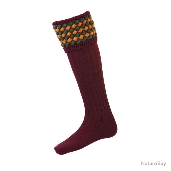 Chaussettes ANGUS burgundy + garters - Burgundy / 39/41