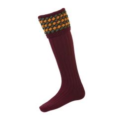 Chaussettes ANGUS burgundy + garters - Burgundy / 42/44