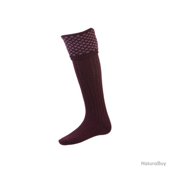 Chaussettes BOUGHTON mulberry/lilac + garters - 45/48 / Mulberry / Lilac
