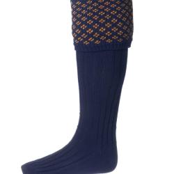 Chaussettes BOUGHTON navy/ochre + garters - 39/41 / Navy / Ochre