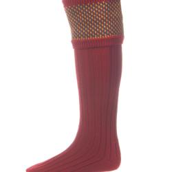 Chaussettes de chasse Homme Tayside avec garters - Brick Red - House of Cheviot - Rouge / 42/44