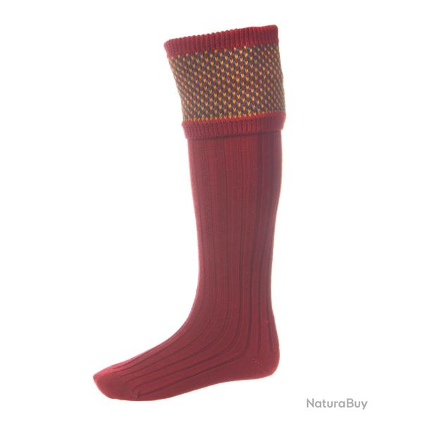 Chaussettes de chasse Homme Tayside avec garters - Brick Red - House of Cheviot - Rouge / 45/48