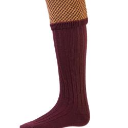 Chaussettes de chasse Homme Tayside avec garters - Mulberry - House of Cheviot - Bordeaux / 39/41