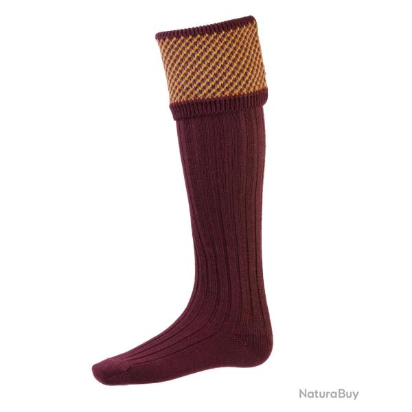 Chaussettes de chasse Homme Tayside avec garters - Mulberry - House of Cheviot - Bordeaux / 39/41