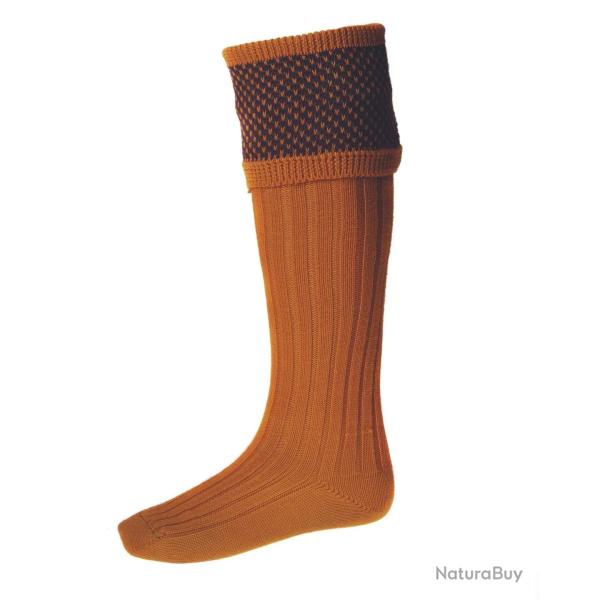 Chaussettes de chasse Homme Tayside avec garters - Ochre - House of Cheviot - Jaune / 42/44