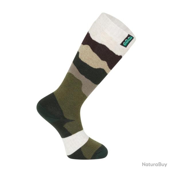 Chaussettes hautes laine m�rinos olive stripe - 36/38